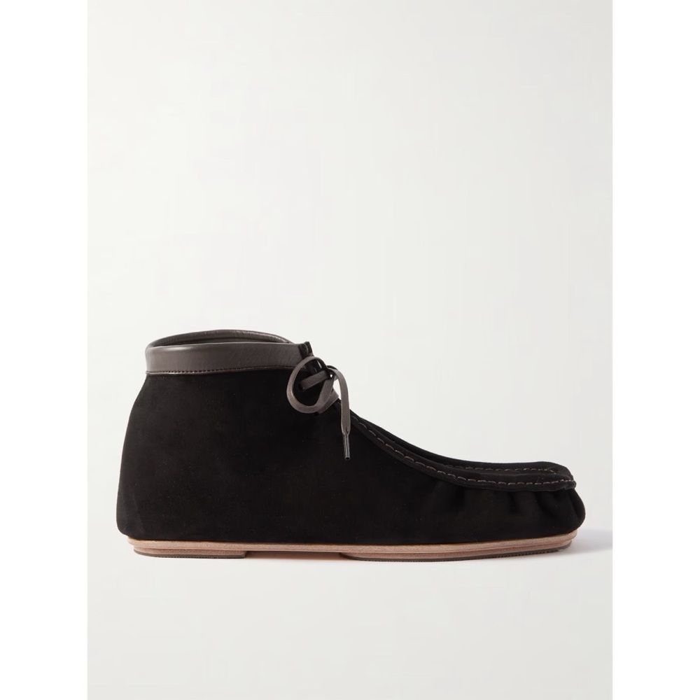 AURALEE Suede Mocccasin Short Boots in Black